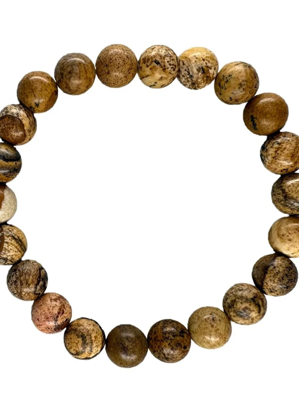 8mm Natural Yellow Picture Jasper Bead Bracelet Genuine Gemstone Custom Size